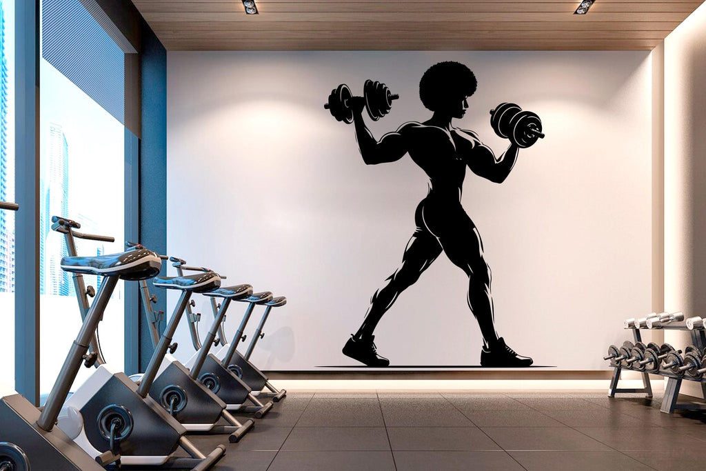 Afro American Men Gym Wall Decal Fitness Wall Art Decor Crossfit Wall Decal Gifts Home Gym Wall Sticker Motivational Wall Decal 526RS