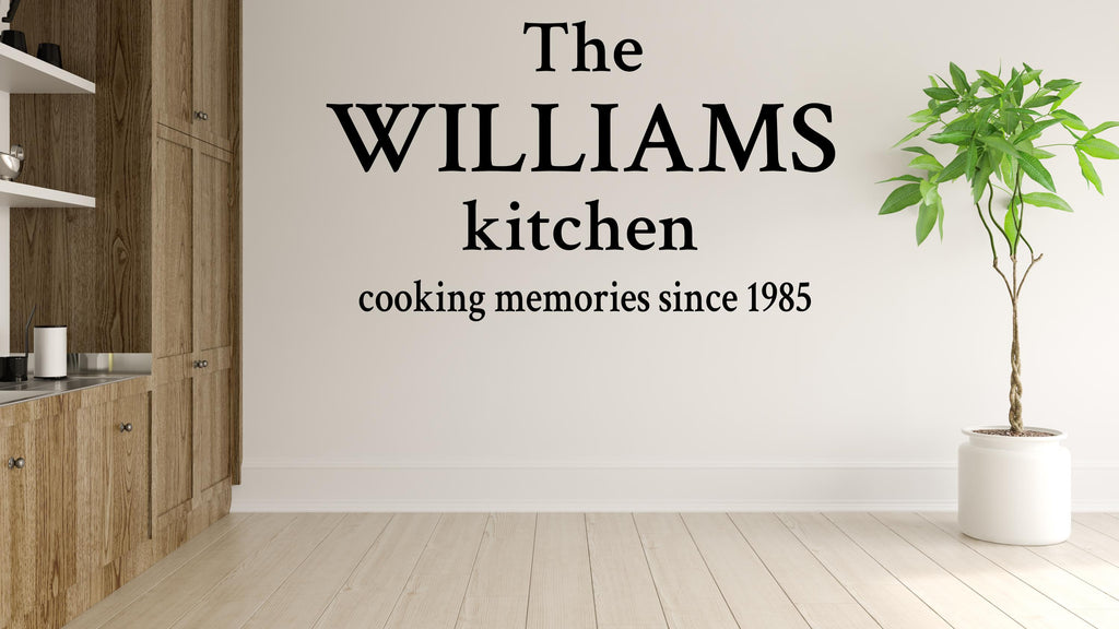 Family Name Kitchen wall decor, Kitchen Wall Decal, Kitchen Vinyl Wall Decal Sticker, Family Name Decals, Housewarming gifts 514LU