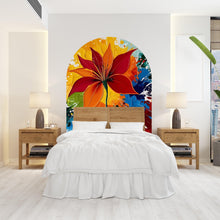 Load image into Gallery viewer, Arch Abstract Flower Art Painting Wall Decal, Bed Arch Sticker, Hedboard Wall Decal, Arch Wall Decal Sticker, Super King Bed Arch 516LU
