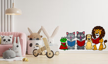 Load image into Gallery viewer, Colorful Animal Wall Decal for Kids Reading Corner - Frog, Cats, Dog and Lion Reading Books - Nursery Decor &amp; Playful Wall Art - Gift 519LU