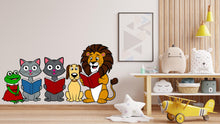 Load image into Gallery viewer, Colorful Animal Wall Decal for Kids Reading Corner - Frog, Cats, Dog and Lion Reading Books - Nursery Decor &amp; Playful Wall Art - Gift 519LU