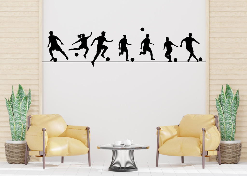 Soccer wall decor, Football Wall Decal Sport Vinyl, Soccer Players Football stickers, Kids Bedroom Sports Decor, Wall Stickers 523LU