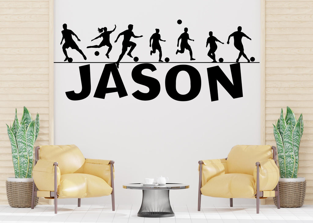 Soccer wall decor, Football Wall Decal Sport Vinyl, Soccer Players Football stickers, Kids Bedroom Sports Decor, Wall Stickers 523LU