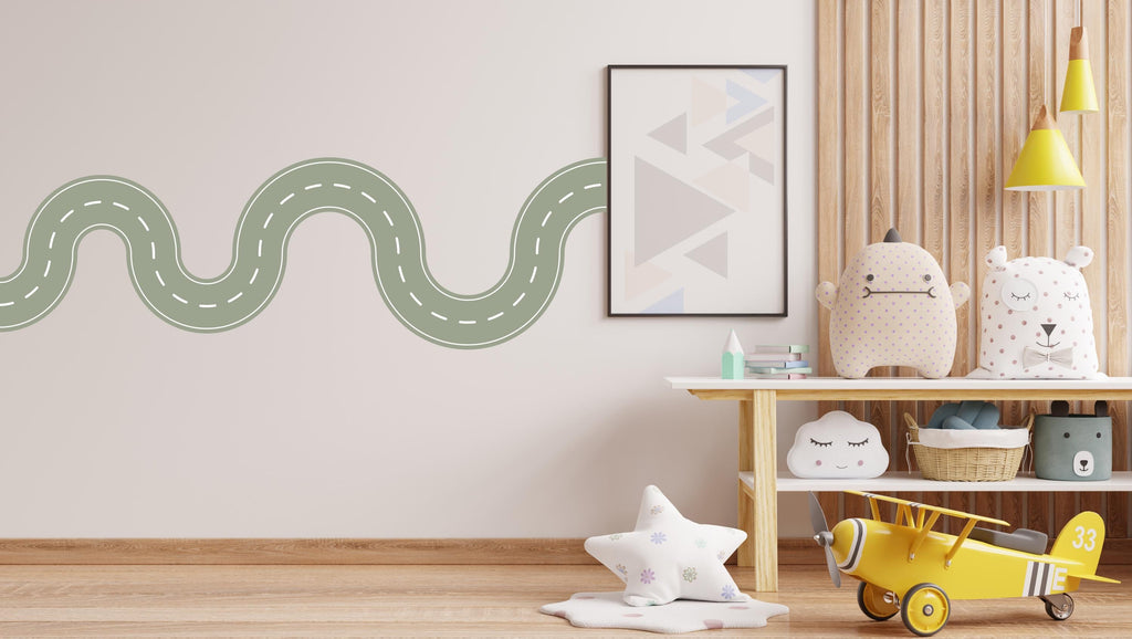 Road wind Wall Decal Highway Vinyl Sticker Track Route Wall Decor Kids Playroom Boys Room Wall Art Automotive Bedroom Mural Sticker 524LU