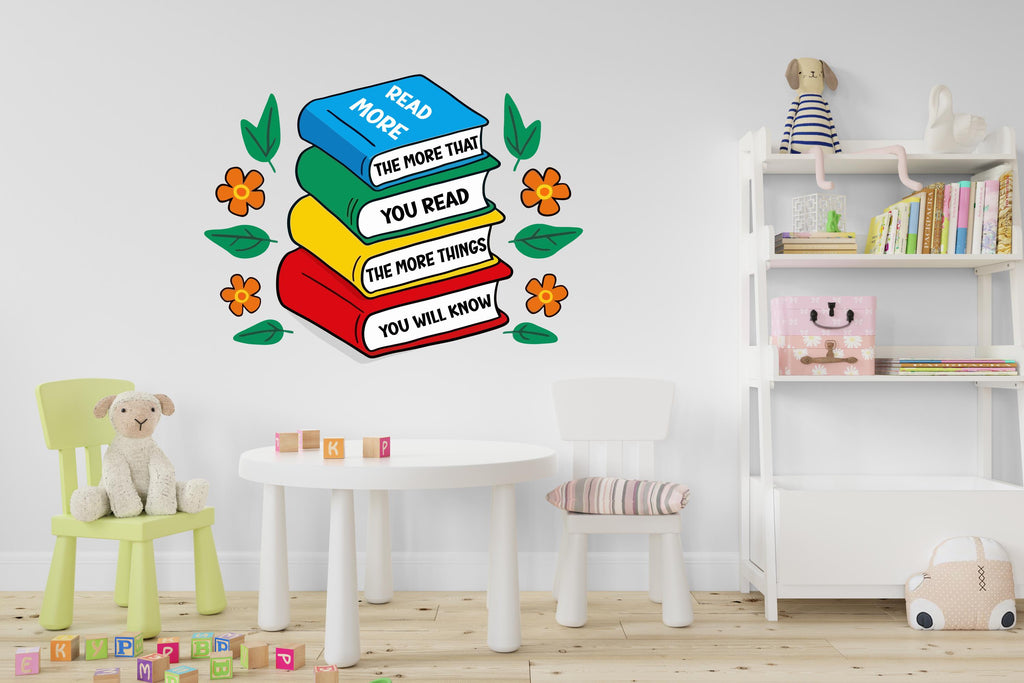 Library Floral Wall Art Decal, Library Wall Decal, Education Decals, Kids Room, Reading room, Nurseries, School, Kids Gifts, Dorm Room 525LU