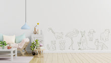 Load image into Gallery viewer, Drawn Animals Removable Wall Decals, Animals Decor, Animals Theme, Nursery Decor, Boys Room, Kangaroo Sheep Bear Fox Flamingo Wolf 491LU