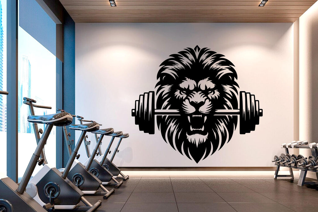 Lion Gym Wall Decor Lion Fitness Wall Art Lion Gym Wall Decals Lion Wall Decal Crossfit Gifts Home Gym Wall Sticker Gym 507RS
