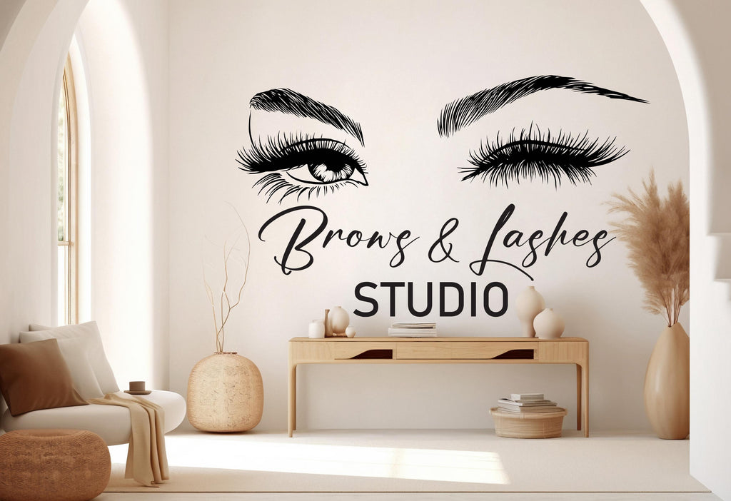 Brow Lashes Studio Eyelashes Wall Decal Beauty Salon Gifts Wall Decor Lashes Stickers SPA Women Make up Unique Gift 528RS