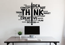 Load image into Gallery viewer, Think Word Cloud Wall Decal - Office Decor, Creative Art, Inspirational Words - Unique Motivational Wall Art for Workspaces - Idea 528LU
