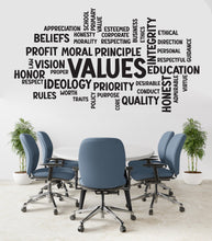 Load image into Gallery viewer, Values Word Cloud Wall Decal - Office Decor, Inspirational Art, Integrity, Vision, Business - Unique Motivational Design, Office Decal 529LU