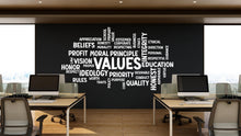 Load image into Gallery viewer, Values Word Cloud Wall Decal - Office Decor, Inspirational Art, Integrity, Vision, Business - Unique Motivational Design, Office Decal 529LU