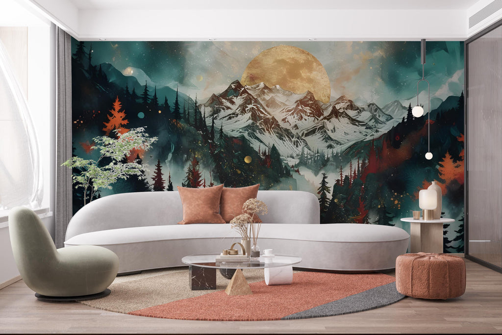 Mountain Forest Wall Graphics Peel and Stick Forest room Wallpaper Nursery Self Adhesive Removable nursery wall decor Mural 533RS