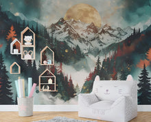 Load image into Gallery viewer, Mountain Forest Wall Graphics Peel and Stick Forest room Wallpaper Nursery Self Adhesive Removable nursery wall decor Mural 533RS