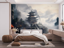Load image into Gallery viewer, Chinese temple Wall Graphics Peel and Stick Forest room Wallpaper Buddha Self Adhesive Removable nursery wall decor Mural 534RS