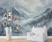 Load image into Gallery viewer, Mountain Foggy Wall Graphics Peel and Stick Forest room Wallpaper Nursery Self Adhesive Removable nursery wall decor Mural 535RS