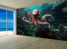 Load image into Gallery viewer, Octopus Wall Mural - Underwater Ocean Wallpaper - Marine Life Wall Art - Peel and Stick Octopus Decor - Deep Sea Wall Mural Bedroom Vn009