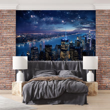 Load image into Gallery viewer, New York City Night Wall Mural - Skyline Wallpaper - NY Peel and Stick Wall Art - Modern Cityscape Room Decor - Night City Wall Mural Vn012