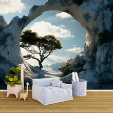 Load image into Gallery viewer, Nature Arch Wall Mural - Tree and Ocean Scenic Wallpaper - Removable Peel and Stick Landscape Wall Art - Bedroom or Living Room Decor Vn016
