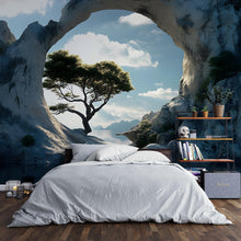 Load image into Gallery viewer, Nature Arch Wall Mural - Tree and Ocean Scenic Wallpaper - Removable Peel and Stick Landscape Wall Art - Bedroom or Living Room Decor Vn016
