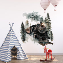 Load image into Gallery viewer, Steam Train Wall Decal – Black Vintage Locomotive Sticker – Rustic Peel and Stick Train Decor for Boys Room, Nursery or Playroom Wall Art