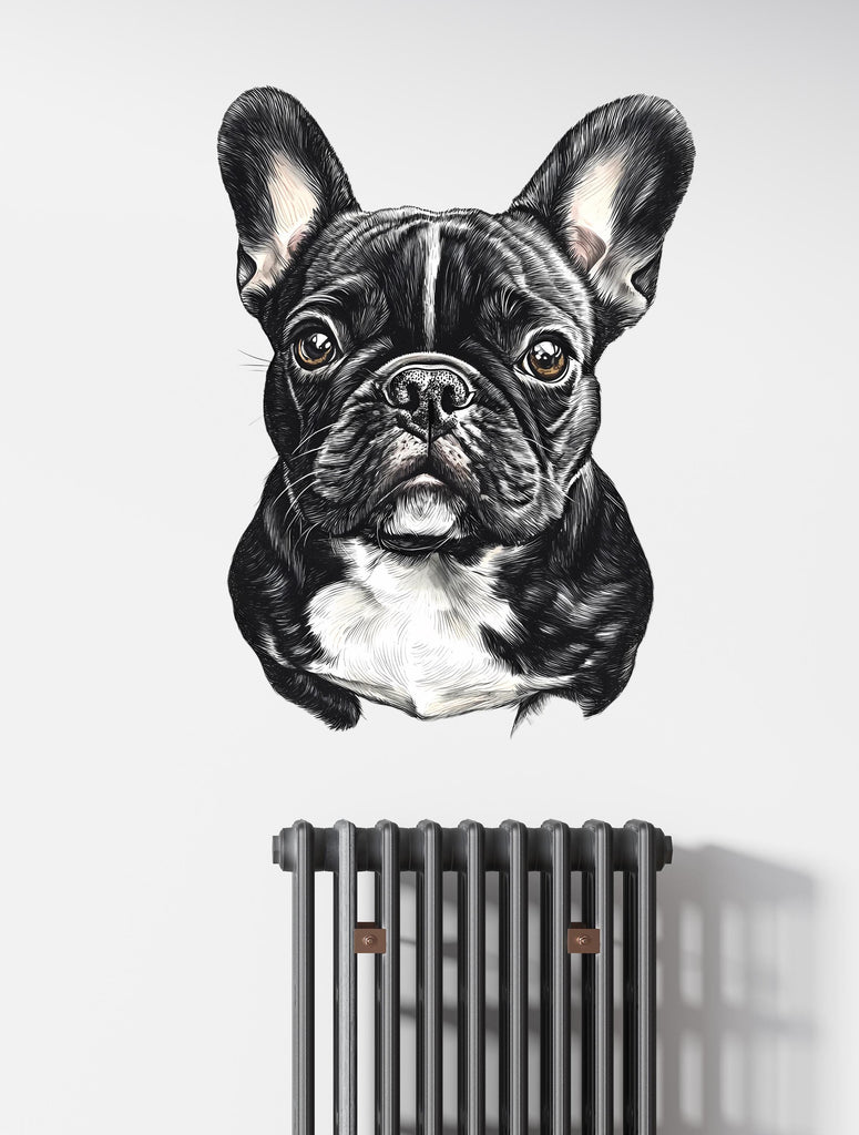 French Bulldog Vinyl Decal - Realistic Bulldog Wall Sticker - Peel and Stick Dog Decor for Kids Room, Nursery, or Living Room Wall Art Vn021