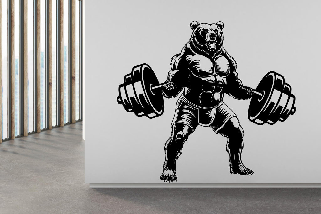 Bear Gym Wall Decor Bear Fitness Wall Art Gym Wall Decals Bear Wall Decal Crossfit Gifts Home Gym Wall Sticker Gym 502LU
