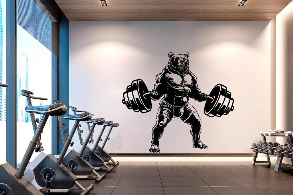 Bear Gym Wall Decor Bear Fitness Wall Art Gym Wall Decals Bear Wall Decal Crossfit Gifts Home Gym Wall Sticker Gym 502LU