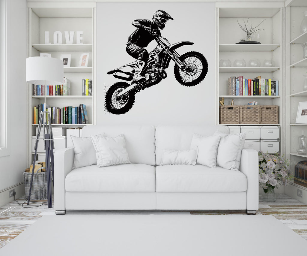 Motocross Wall Decal Dirt Bike Rider Wall Sticker Motorcycle Wall Decor Wall Stickers Nursery Bedroom Decor 503LU