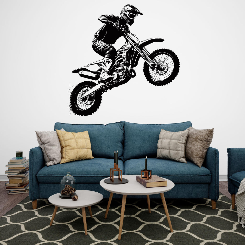 Motocross Wall Decal Dirt Bike Rider Wall Sticker Motorcycle Wall Decor Wall Stickers Nursery Bedroom Decor 503LU