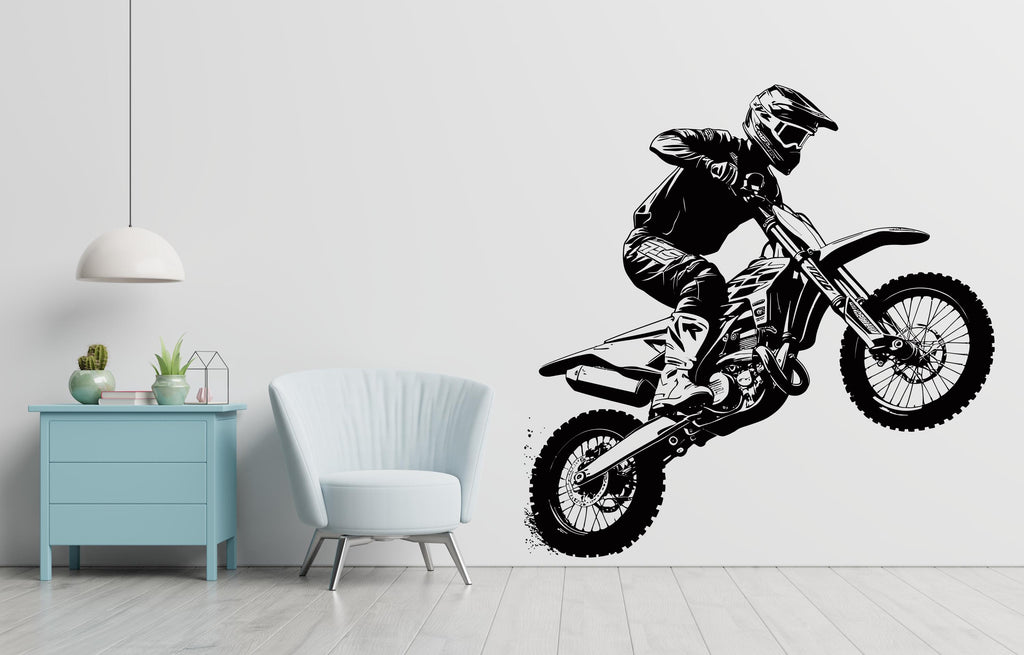 Motocross Wall Decal Dirt Bike Rider Wall Sticker Motorcycle Wall Decor Wall Stickers Nursery Bedroom Decor 503LU