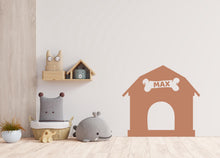 Load image into Gallery viewer, Dog House Kennel With Dog Name Wall Decal Home Headboard Color Block, Dog Wall Decor, Boho Wall Decal, Bed Headboard Sticker, Dog Gift 505LU