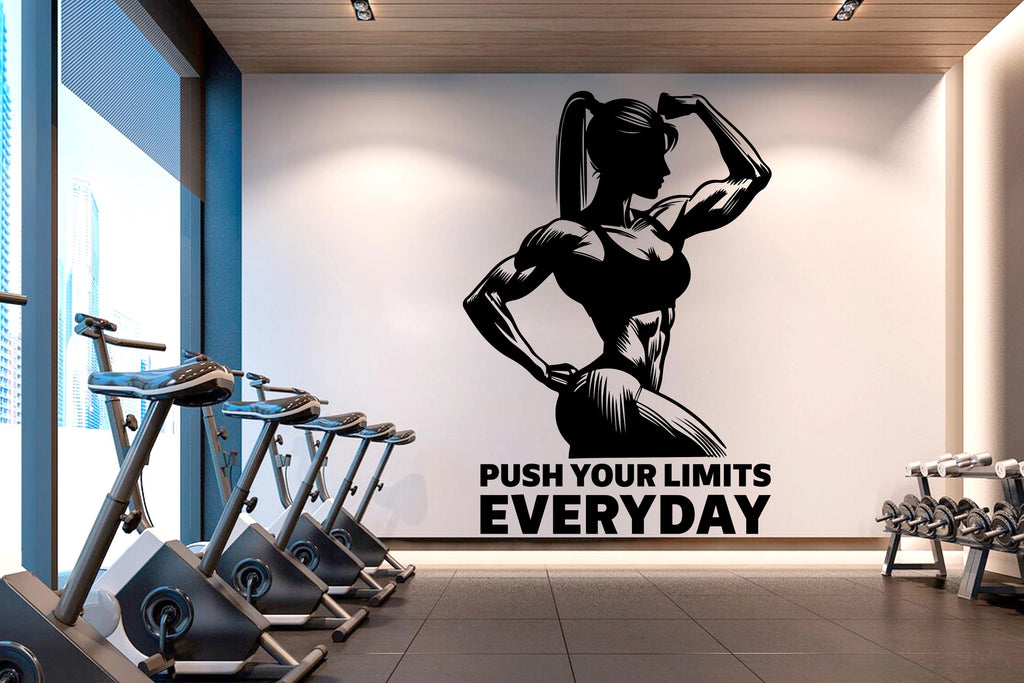 Gym Wall Decal Home Gym Girl Power fitness Quote Decor Workout Art Vinyl Gym Wall Stickers Bedroom Gym Workout Motivation Crossfit 517RS