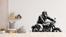 Load image into Gallery viewer, Gorilla on a Motorcycle Wall Decal - Unique Decor for Kid's Rooms and Playrooms, Fun Wall Decor, Riding a Motorcycle, Rider wall decal 508LU