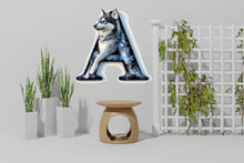 Load image into Gallery viewer, Customizable Letter 3D Husky Vinyl Sticker | Personalized Arctic Dog Decal for Car, Laptop, or Wall Decor | Unique Gift for Dog Lovers Vn117