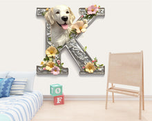 Load image into Gallery viewer, Personalized 3D Golden Retriever Vinyl Sticker | Customizable Letter Decal for Cars, Walls, and Laptops | Unique Dog Lover Gift Decor Vn120
