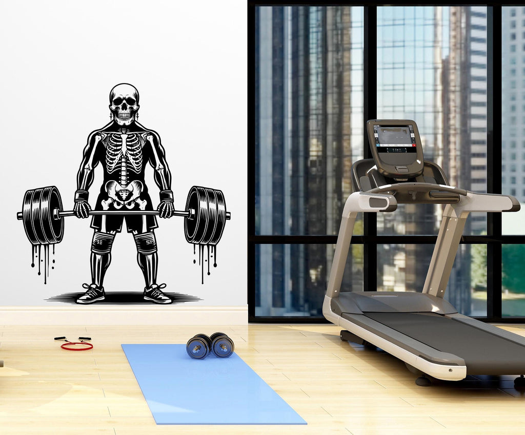 Skull Gym Wall Decor Fitness Wall Art Skeleton Skull Gym Wall Decals Crossfit Wall Decal Crossfit Gifts Home Gym Wall Sticker Gym 522RS