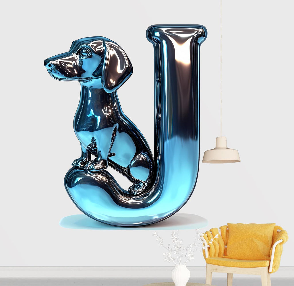 Dachshund 3D Vinyl Sticker | Personalized Letter Decal for Wall, Laptop, and Car | Unique Dog Lover Gift & Dachshund Vinyl Decal Vn131