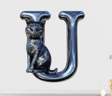Load image into Gallery viewer, Siamese Cat 3D Vinyl Sticker | Personalized Letter Decal with Cat for Walls, Cars, and Laptops | Pet Lover Gift | Siamese Vinyl Decal Vn133