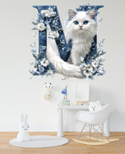 Load image into Gallery viewer, Customizable 3D Cat Vinyl Decal | Personalized Letter Sticker for Wall, Laptop, and Car | Perfect Gift for Animal Lovers Vn126