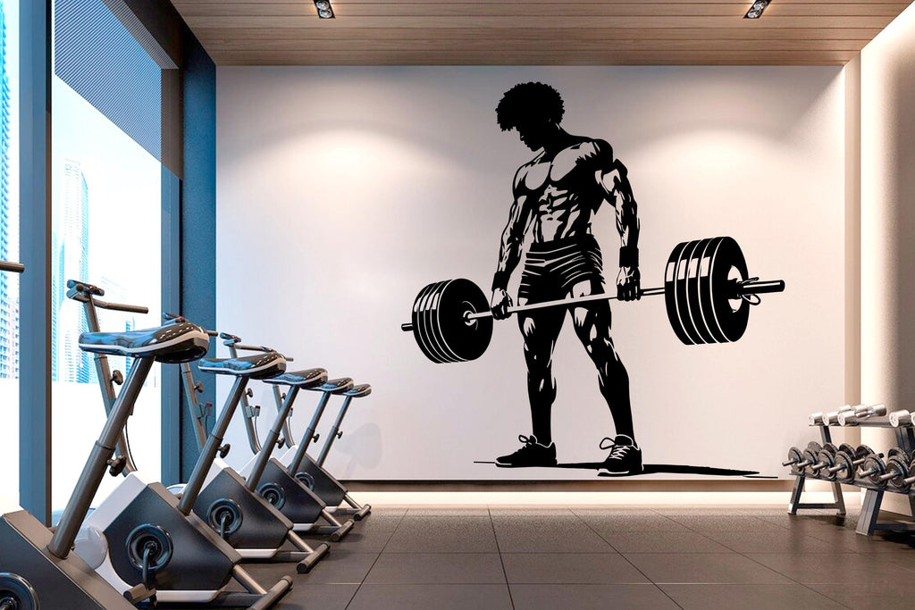Afro American Men Gym Wall Decal Fitness Wall Art Decor Crossfit Wall Decal Gifts Home Gym Wall Sticker Motivational Wall Decal 525RS