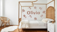 Load image into Gallery viewer, Personalized Name with Flowers Wall Sticker, Boho Wall Stickers, Floral Wall Decals, Flower Wall Decals, Floral Stickers, Girl's Room 512LU