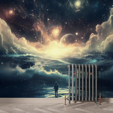 Load image into Gallery viewer, Galaxy Dream Wall Mural - Cosmic Wall Art - Surreal Landscape Peel and Stick Wall Art - Removable Space Decor for Bedrooms or Nursery Vn023