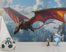Load image into Gallery viewer, Majestic Flying Dragon Wall Mural - Fantasy Art Wallpaper for Kids Rooms, Playrooms, Living Rooms - Peel &amp; Stick or Non-Woven Options Vn028