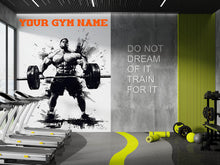 Load image into Gallery viewer, Personalized Gym Wallpaper, Inspirational Gym Wallpaper, Custom Gym Wall Decal Gym Wall Sticker, Your Name Gym Wall Decor Gym Wall Art vn042
