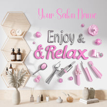 Load image into Gallery viewer, Personalized 3D Spa and Lashes Salon Decal, Customizable Busnees Sticker, Spa Salon Decal, Your Business Name Decal, Spa Sticker, Spa decor