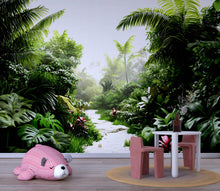 Load image into Gallery viewer, Watercolor Jungles Nursery Wallpaper, Jungle Wall Decal, Watercolor Nursery Jungles Wallpaper, Colorful Forest Wallpaper vn045