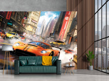 Load image into Gallery viewer, Street Racing Wallpaper, Mancave Wall Decor, Racing Wallpaper, Racing Decal, Racing Sticker Wallpaper, Racing Wall Decor, Racing Art vn049