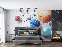Load image into Gallery viewer, Planets 3D Wallpaper, Space Theme Wallpaper, Planets with Vibrant Colors Wallpaper, Planets Wall Decal, Space Wallpaer, Space Art vn051