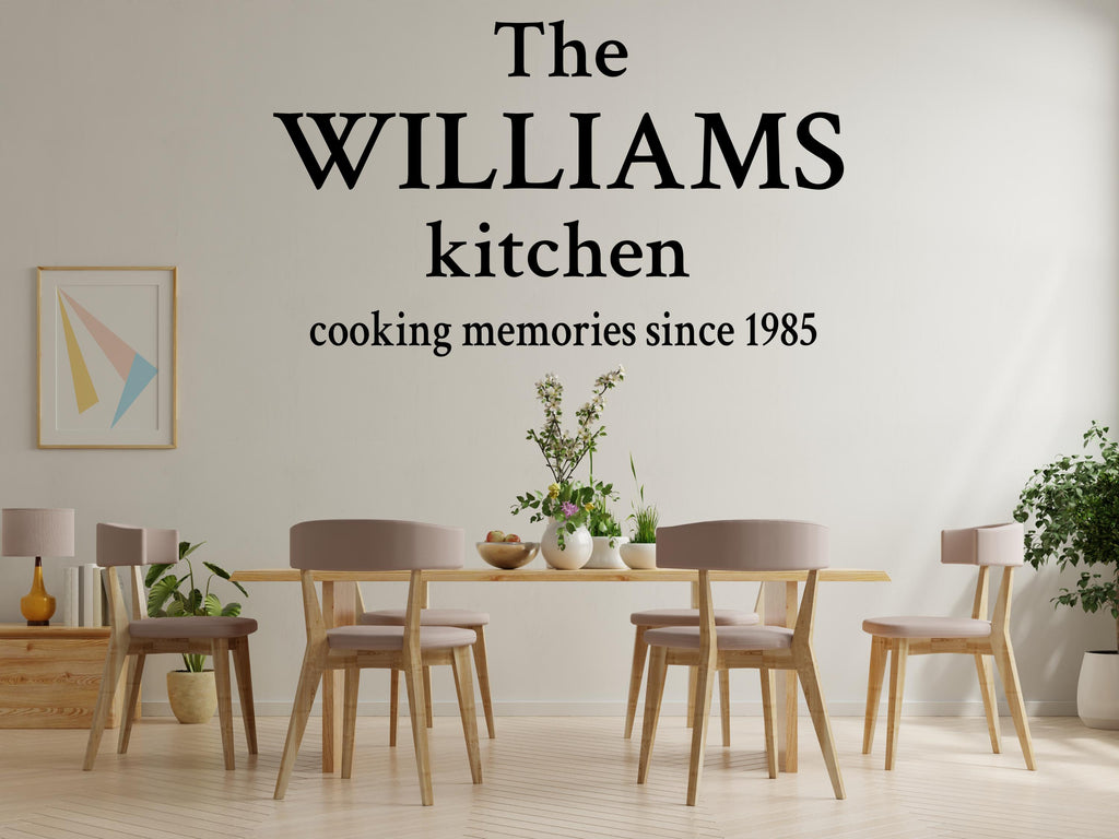 Family Name Kitchen wall decor, Kitchen Wall Decal, Kitchen Vinyl Wall Decal Sticker, Family Name Decals, Housewarming gifts 514LU