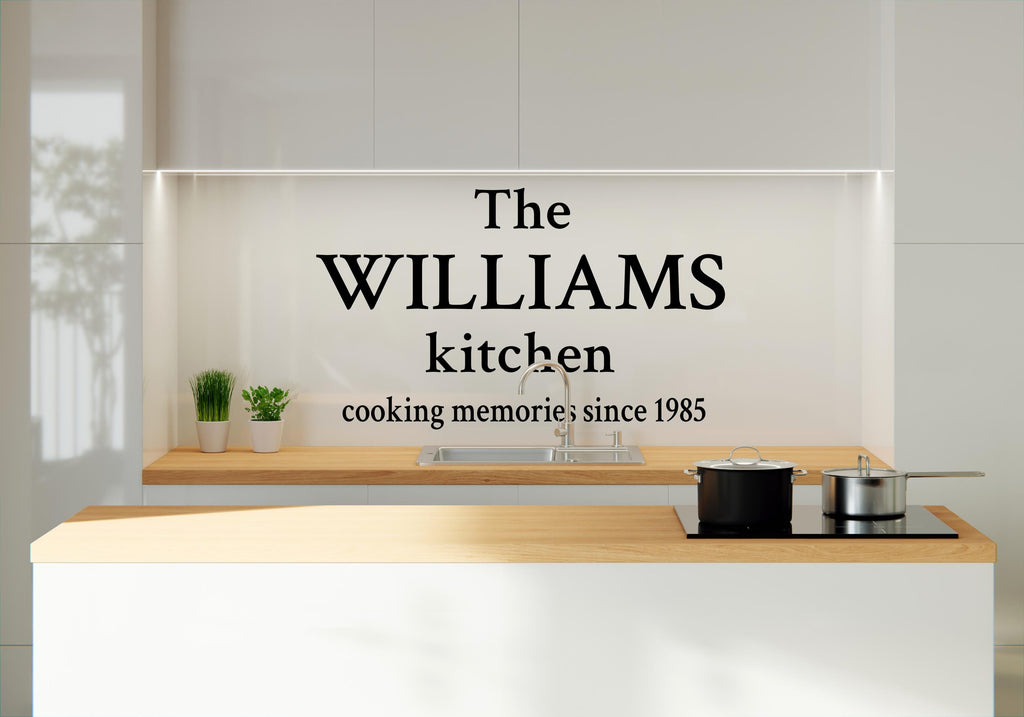 Family Name Kitchen wall decor, Kitchen Wall Decal, Kitchen Vinyl Wall Decal Sticker, Family Name Decals, Housewarming gifts 514LU